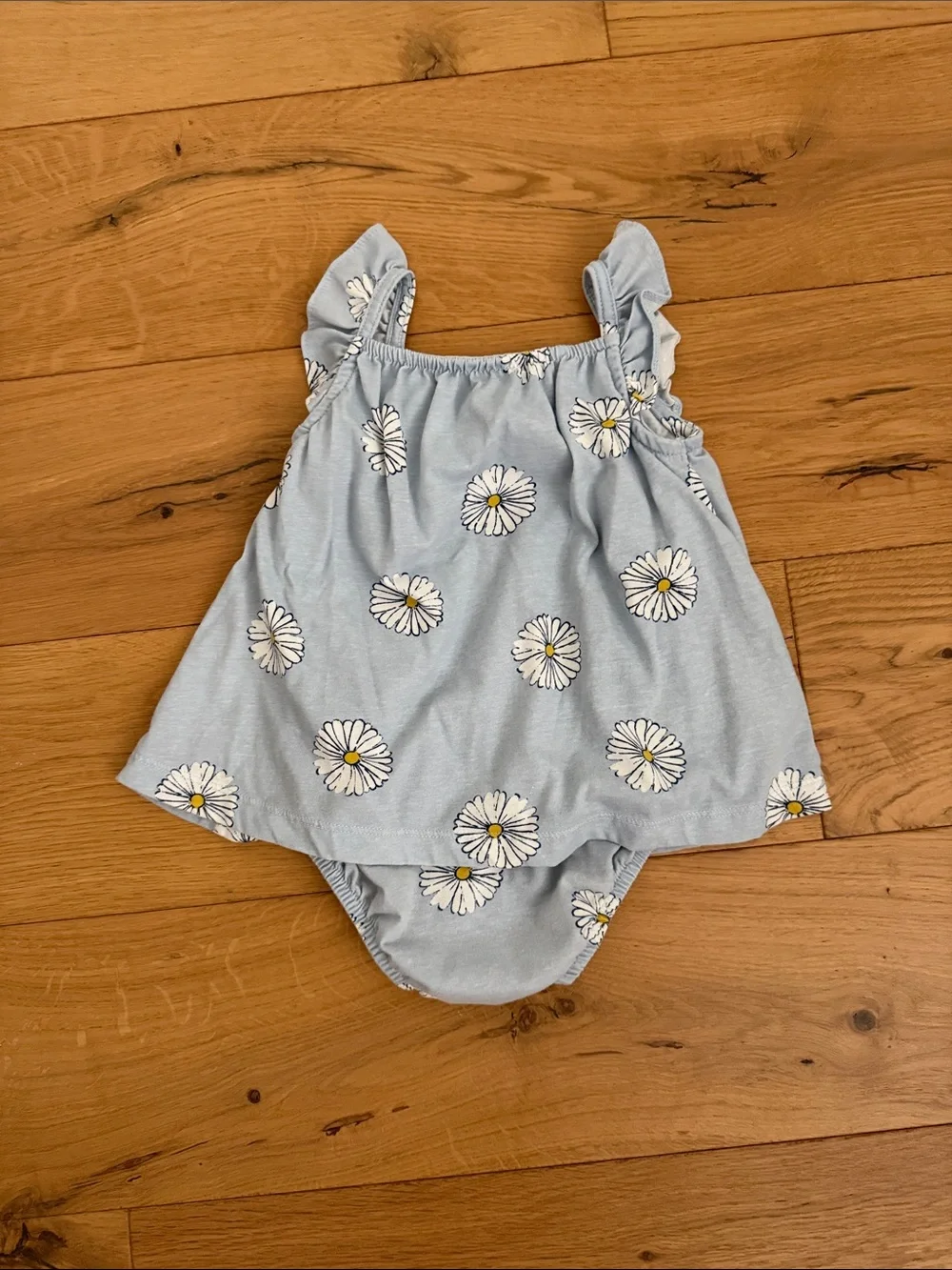 Carter's Light Blue Daisy Print Ruffle Romper